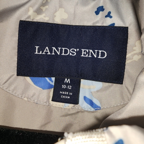 Lands End puffer vest taupe blue floral women's medium - Picture 14 of 14